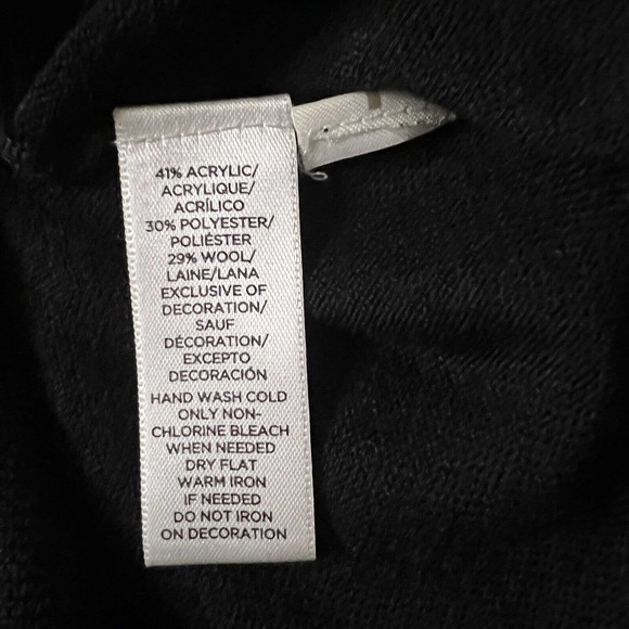 Ann Taylor Loft Sweater Womens Medium Black Rhinestone Neckline 3/4 Sleeve Knit - Picture 4 of 8